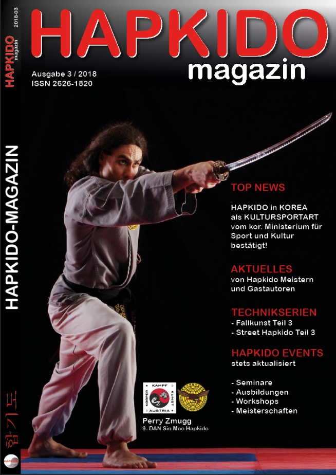 HAPKIDO magazin Cover 2018-03 - Im  Titelbild Großmeister Perry Zmugg- neu bereitgestellt auf https://YIDO.eu